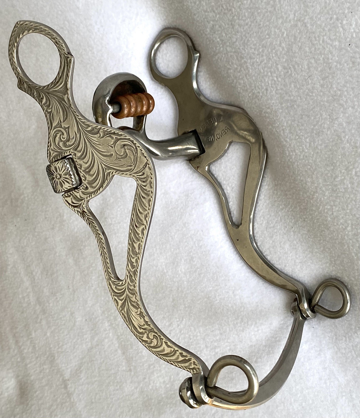 Al TIETJEN Engraved Santa Maria Cheek BIT~4-3/4" Mouth~COPPER Hood & Rollers