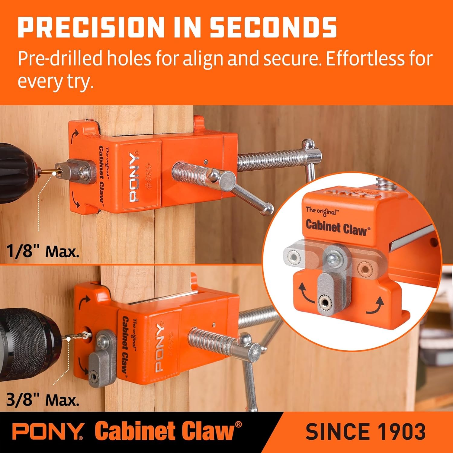PONY 2-Pack Cabinet Clamps, 8510 Cabinet Claw 440 lbs Load Limited Face Frame
