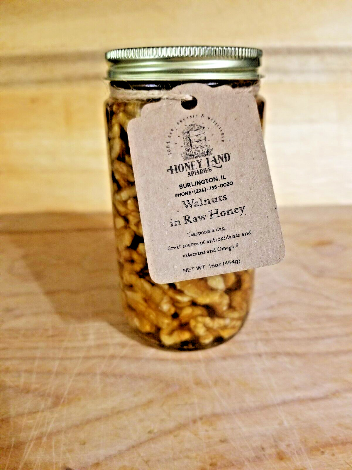 Honey and Walnuts - 100% Raw Wildflower, Local, Organic, Unfiltered
