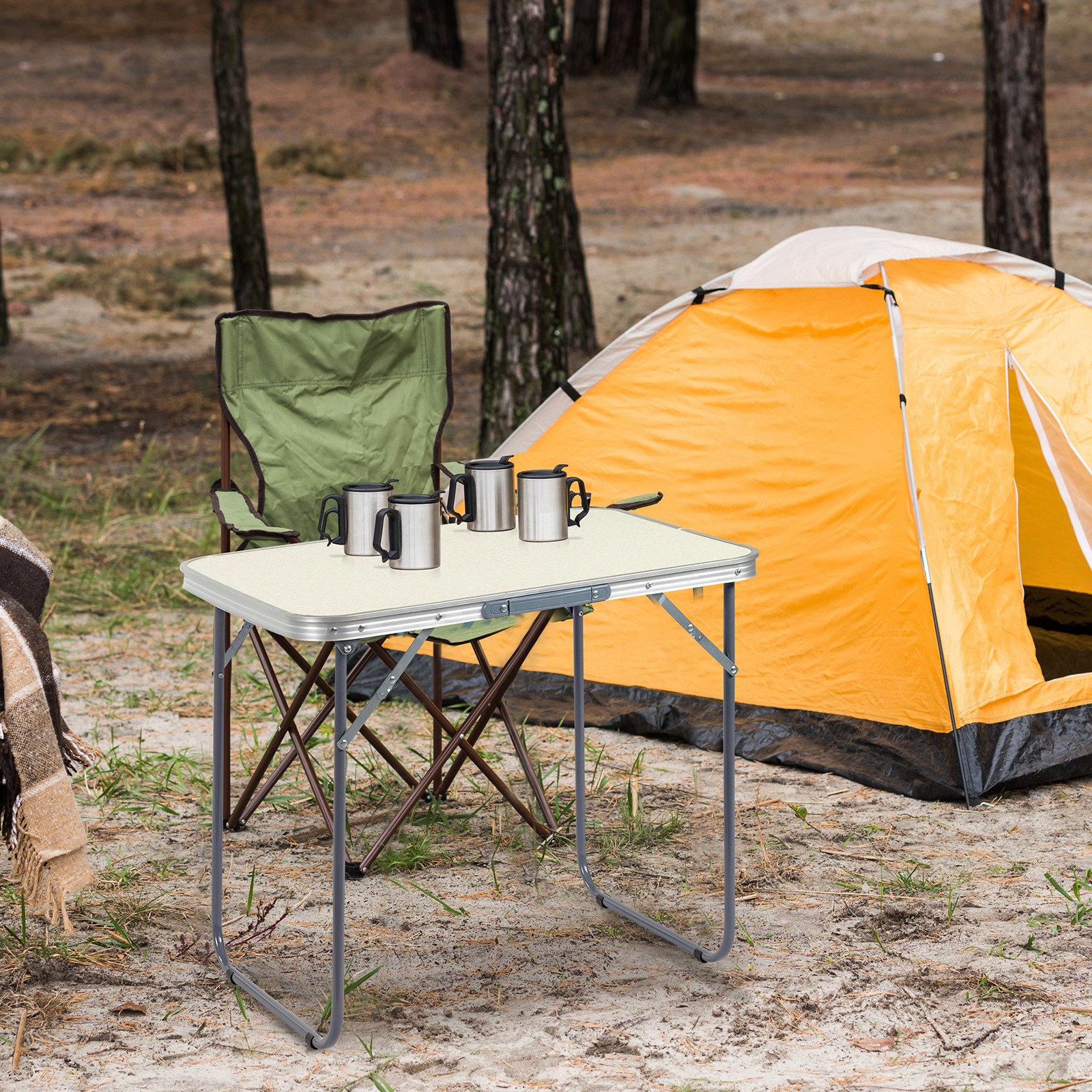 2.3FT Partable Aluminum Folding Table Picnic Garden Camping Indoor Outdoor