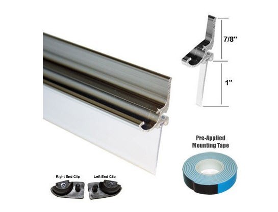 25" Chrome Framed Shower Door Replacement Drip Rail with Vinyl Sweep and Tape