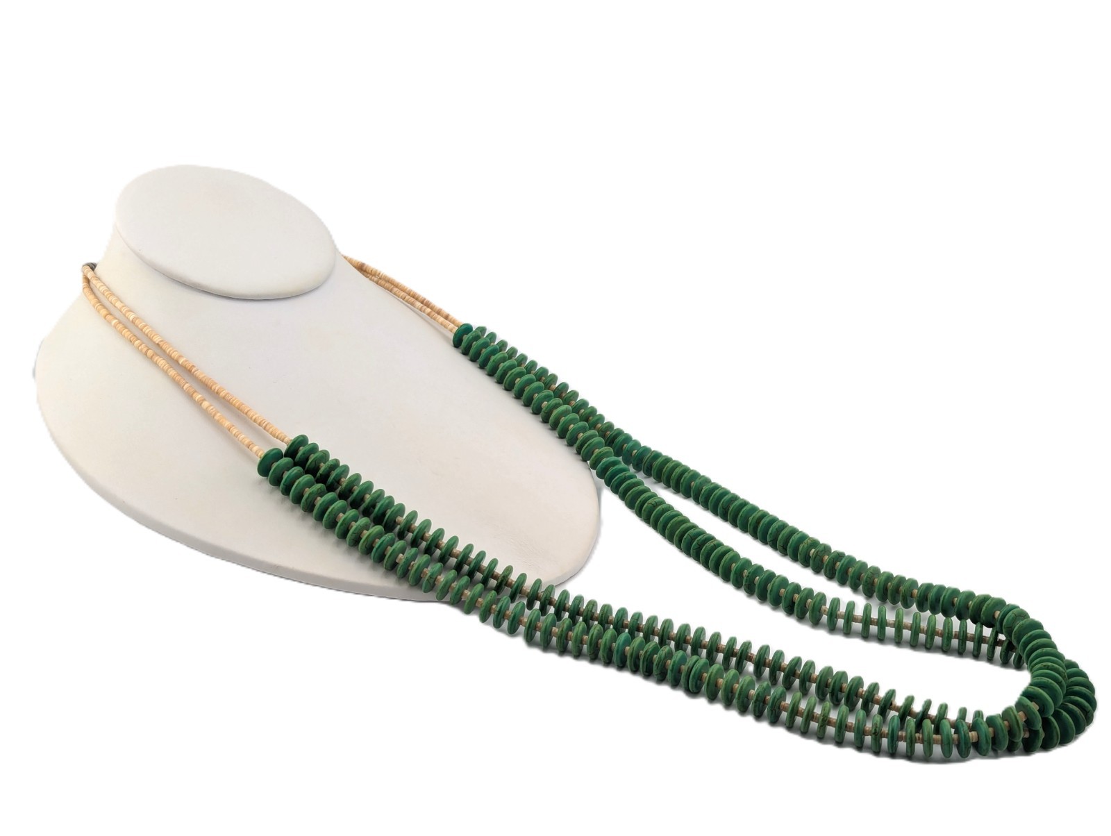 Navajo Necklace Gaspeite Discs 2 Strand Heishi Handmade Jewelry