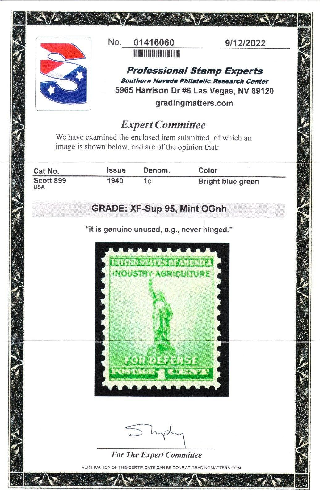 MOstamps - US #899 Mint OG NH Grade 95 with PSE Cert - Lot # MO-6182 SMQ $55