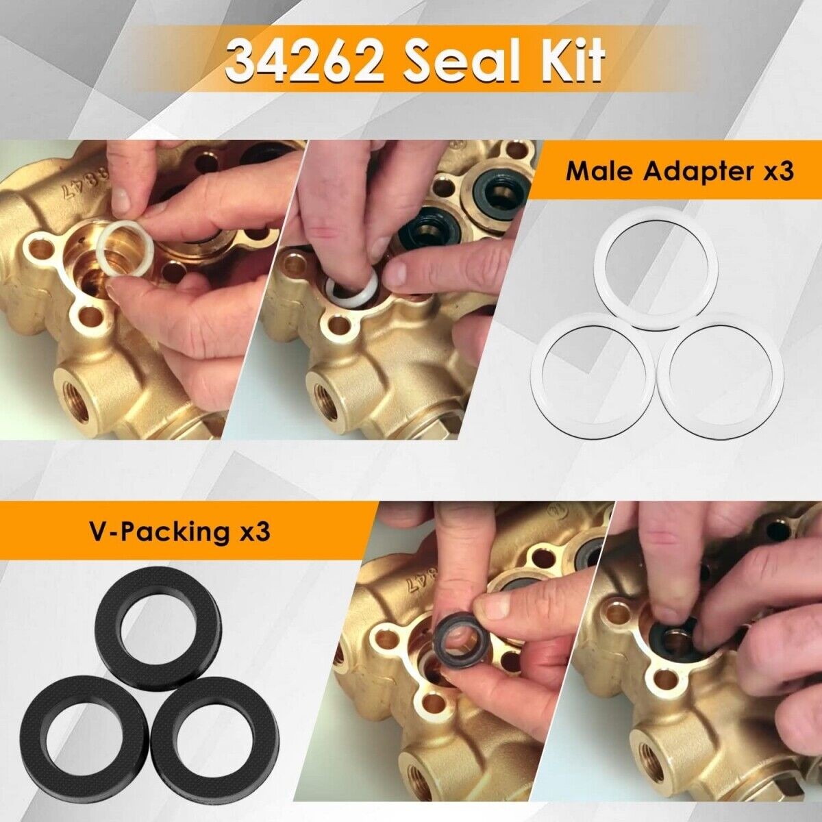 Seal Kit 34262 for Cat Pressure Washer Pump 66DX 6DX 6DX40G1I 66DX40G1I 6DX35G1I
