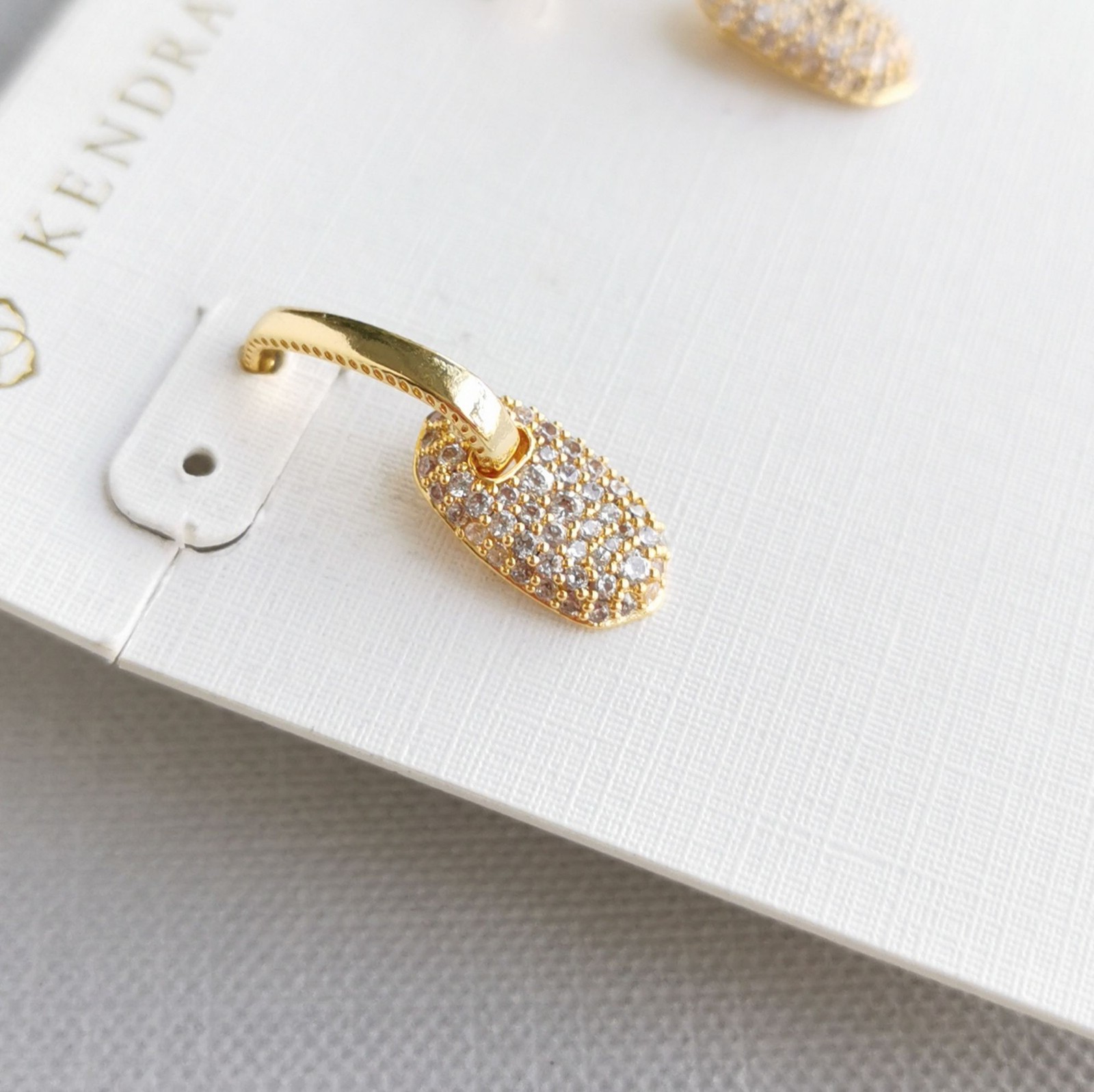 NEW❤️ Kendra Scott Bailey Gold White CZ Pave Huggie Earrings ❤️