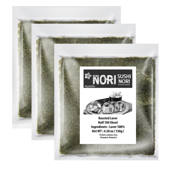3 Pack X 100 Half Cut Sheet Yaki Sushi Nori Roasted Seaweed Roll N Wrap 130g