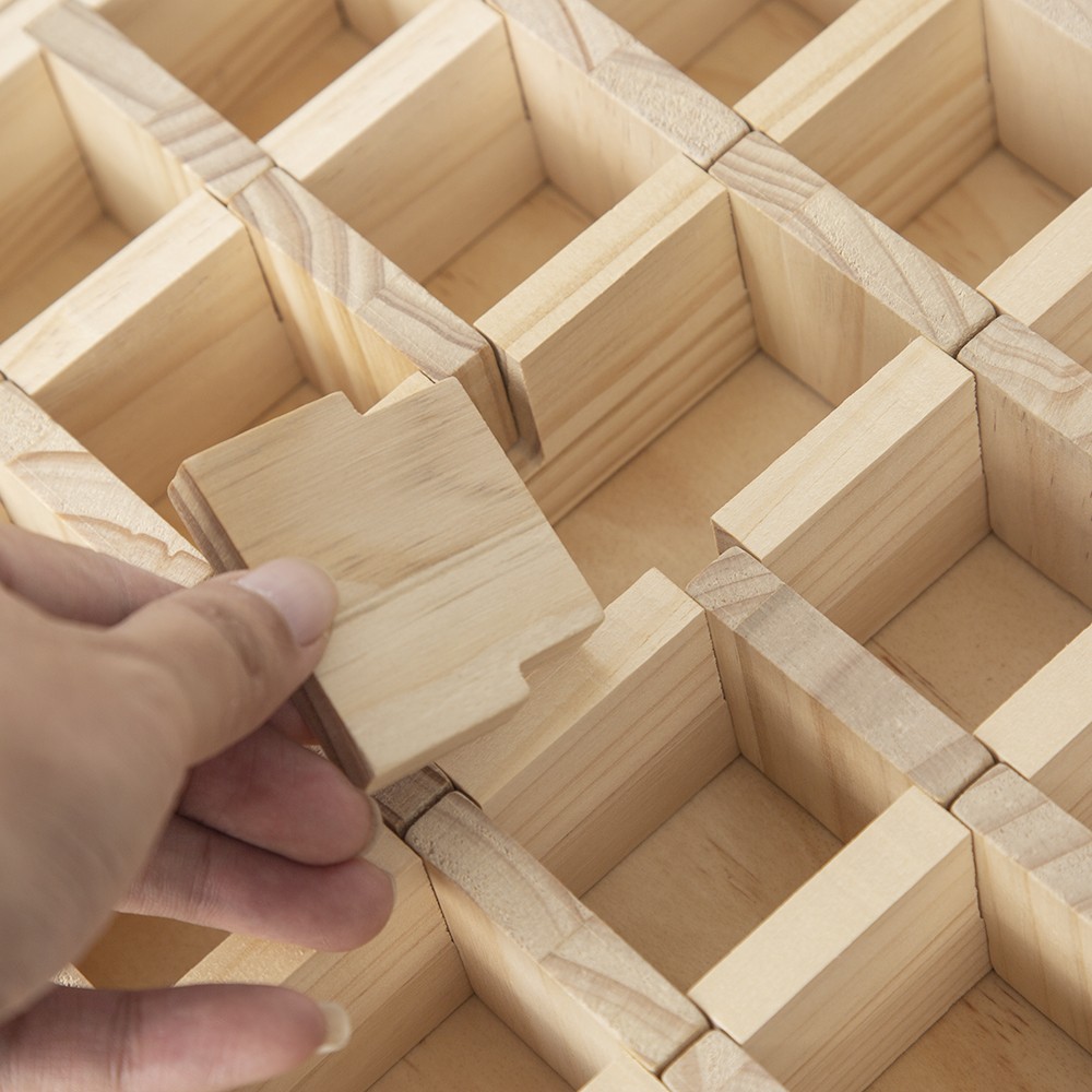 30-Grid Wooden Display Box for Crystals Rocks Minerals Collectibles Adjustable