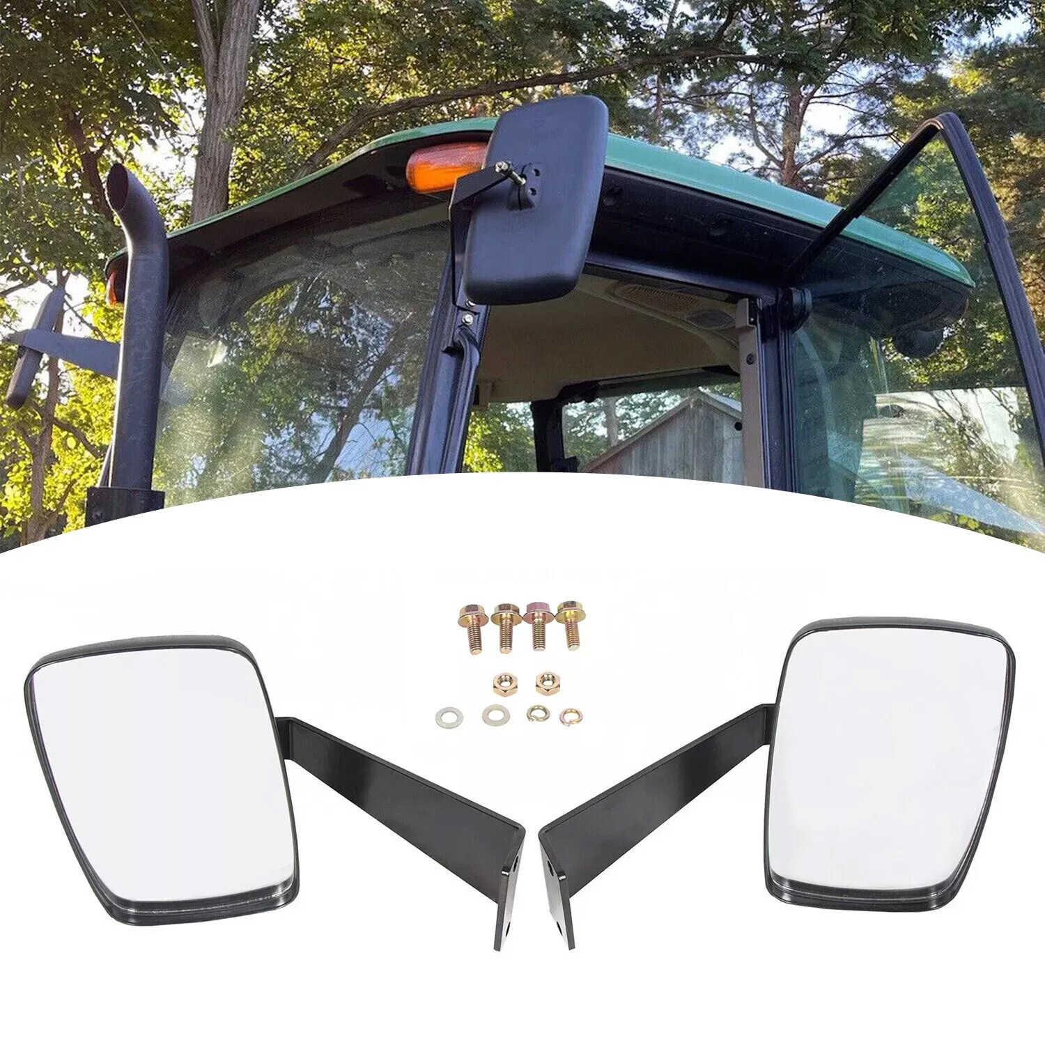 Left +Right Rearview Mirror Set Fit For John Deere 5000 & 6000 Series Tractors