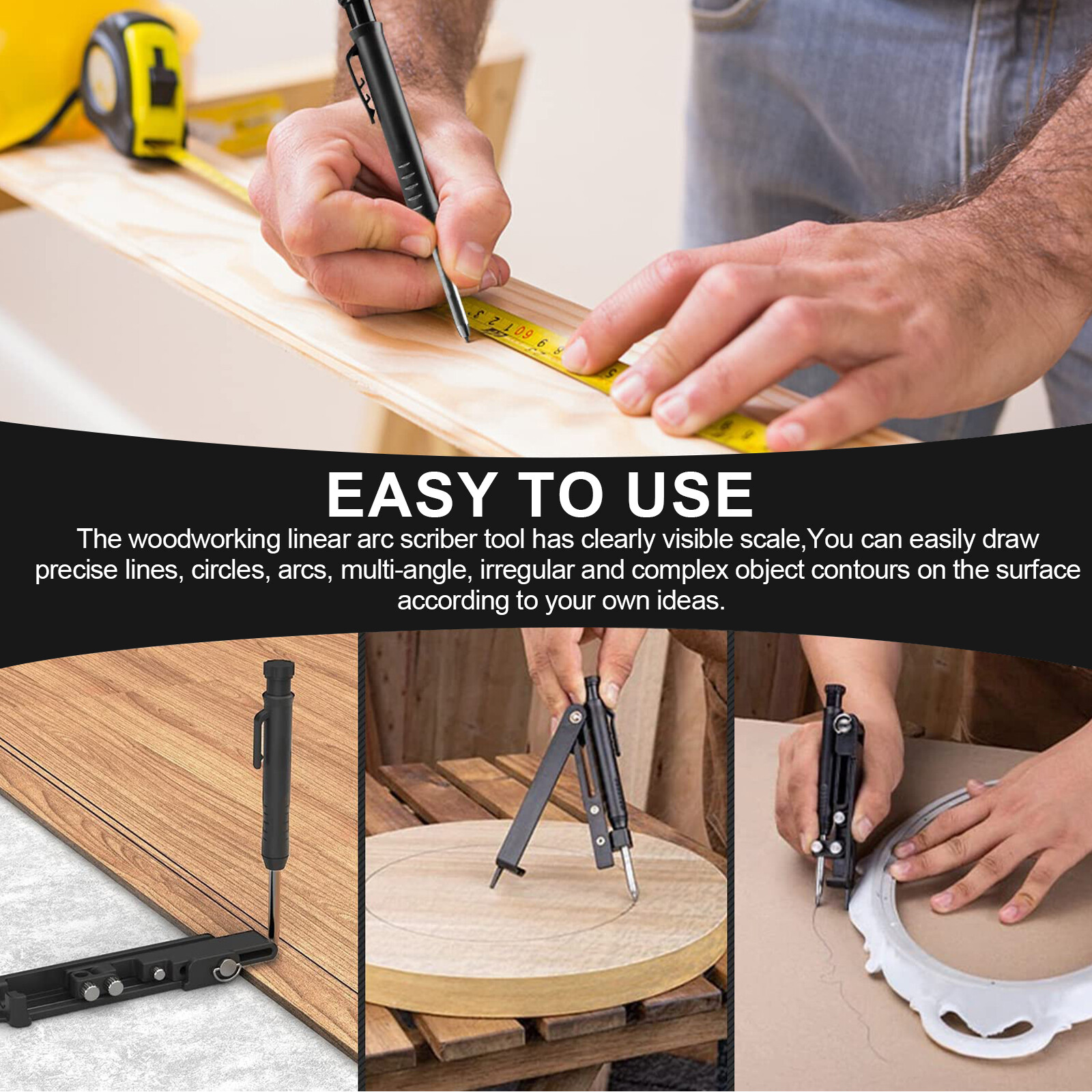Multi-function Scribing Tool Construction Pencil DIY Woodworking Profile Scribe