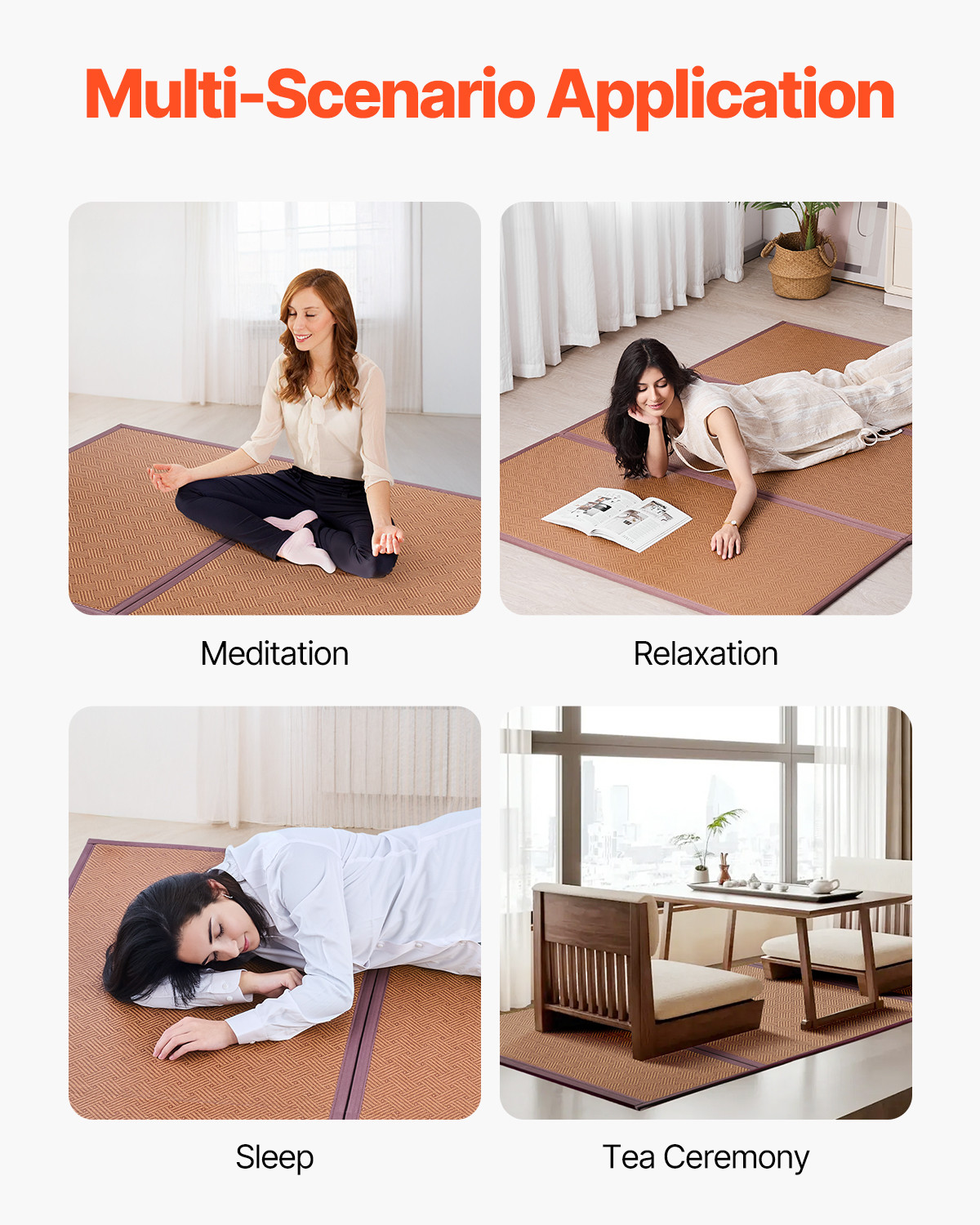 Japanese Tatami Mat 80 x 55 in Foldable Natural Rattan Tatami Mattress