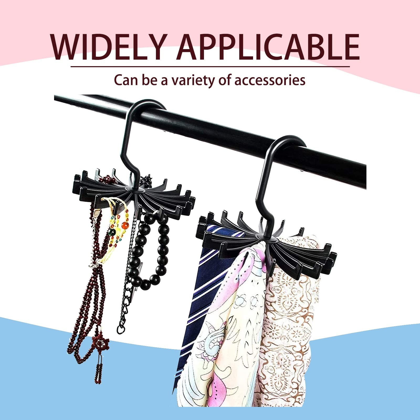 2Pack Circular Tie Hanger Updated Twirl Tie Rack Adjustable Twirl Tie Rack Ti...