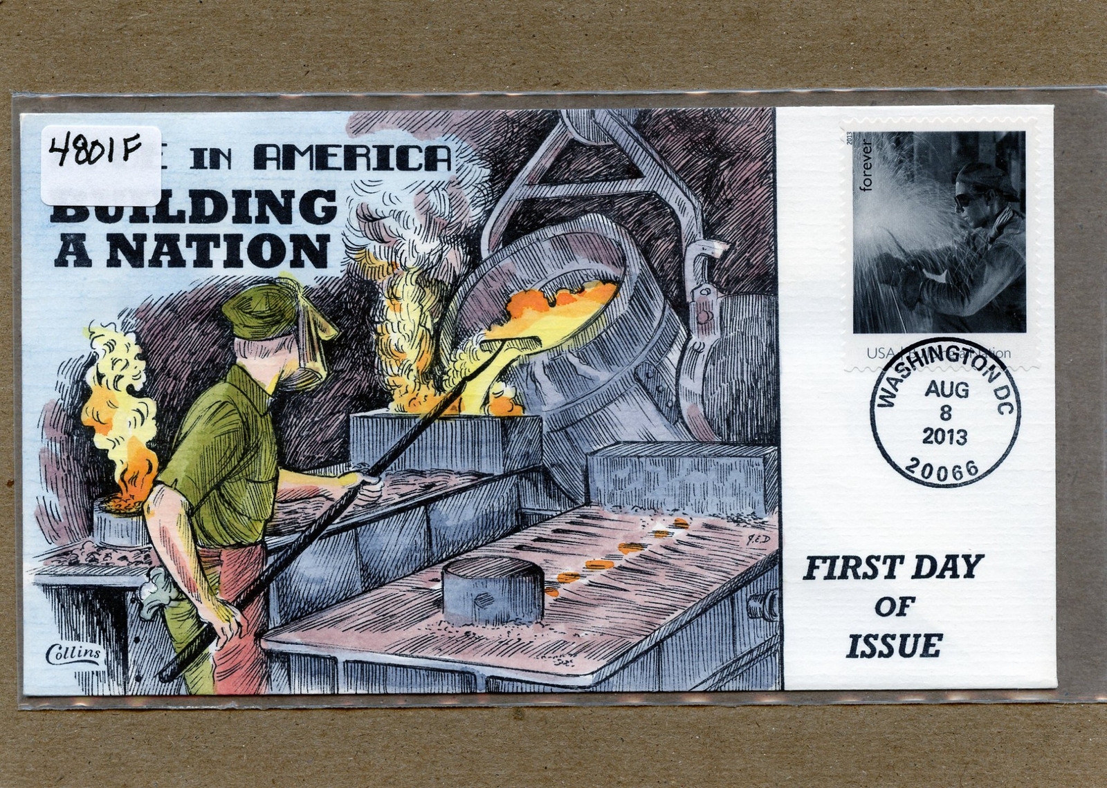 WWLF COLLINS FDC COVER BUILDING A NATION 4801f WELDER ON EMPIRE STATE BLD CACHET