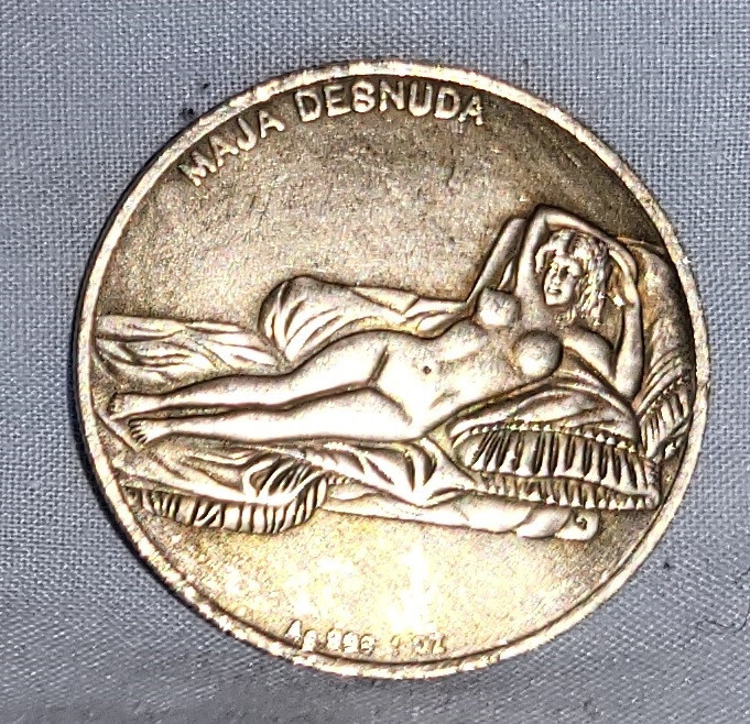 Mona Lisa Silver Coin Leonardo da Vinci Nude Woman Naked Old Louvre Paris Italy