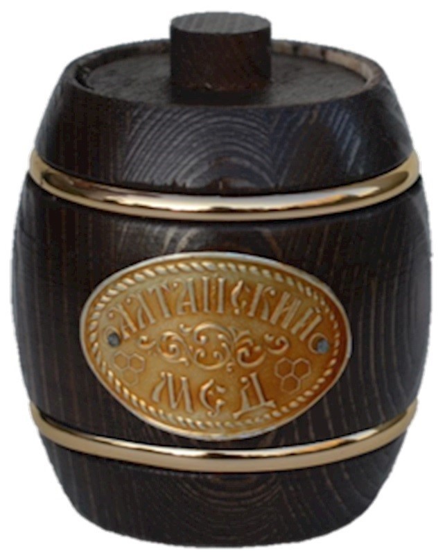 Natural Unfiltered Raw Honey in Wooden Barrel Gift Box/ Russia/ Мед Алтай 2.2 lb