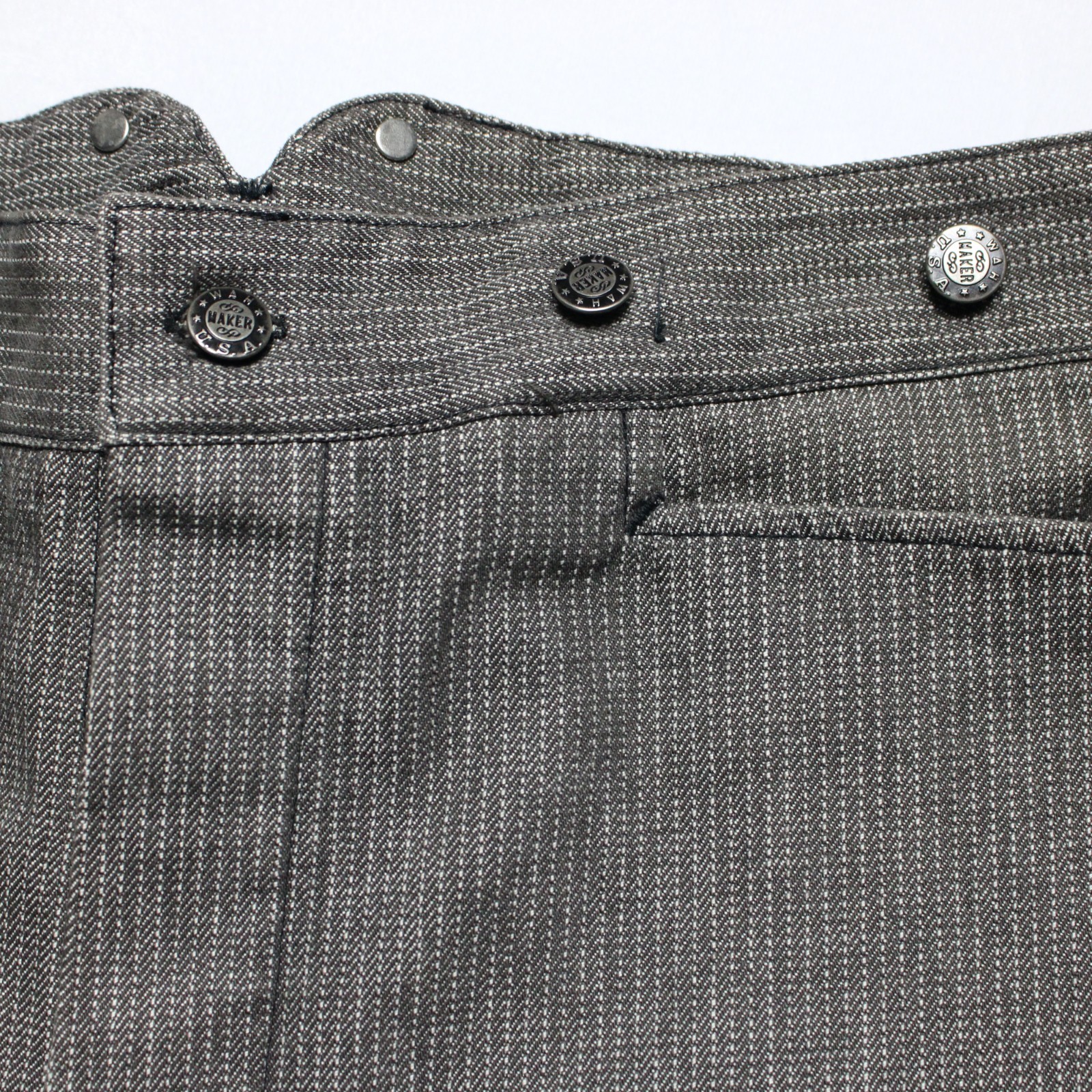 WahMaker Frontier Clothing Warm Gray Striped Cotton Cinch-Back Trousers 40x37.5