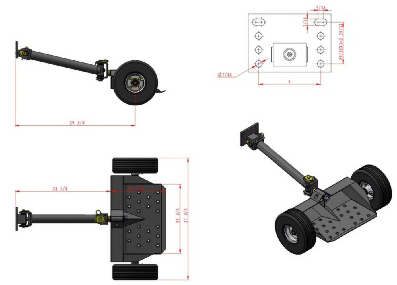 2-Wheel Lawn Mower Sulky For Ferris & Snapper Pro Walk-Behind Mowers