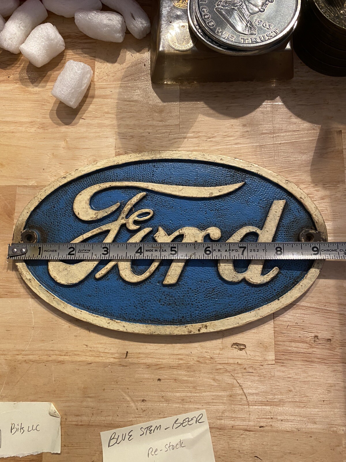 Henry Ford Motor Plaque Sign Patina Hotrod Mustang Auto Truck SOLID CAST IRON