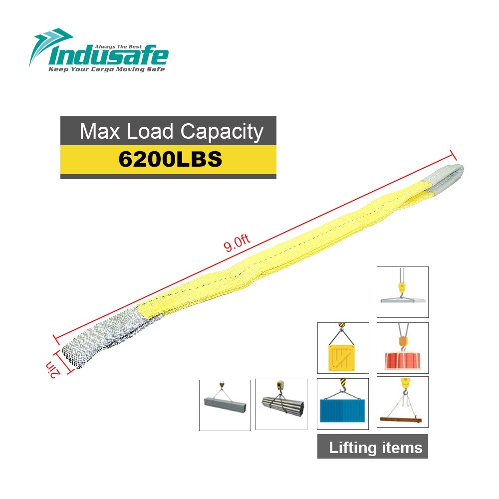 2Pack 6ft x 2in Lifting Sling Rigging Straps with Heavy Duty Flat Loops 12400LBS