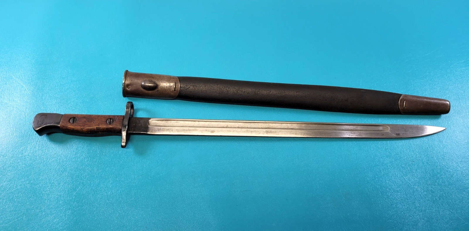 WWI Early British Pattern 1907 Rifle Bayonet Sanderson + Sheath c. 1908 TR542