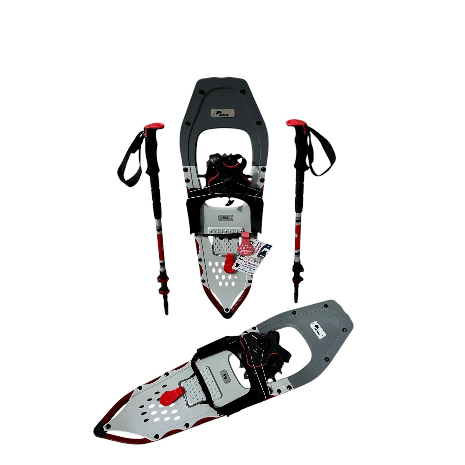 Denali Sawtooth Spin Snowshoes 9x30 | Winter Hiking Set w/ Poles & Bag 250 lb
