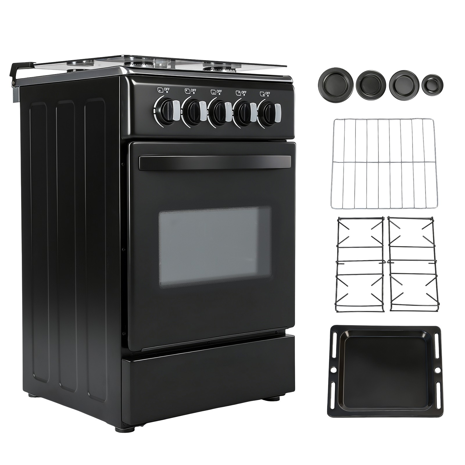 RV Gas Range 31" Tall Propane Range Oven with 4 Burners Stove for RV Apartment