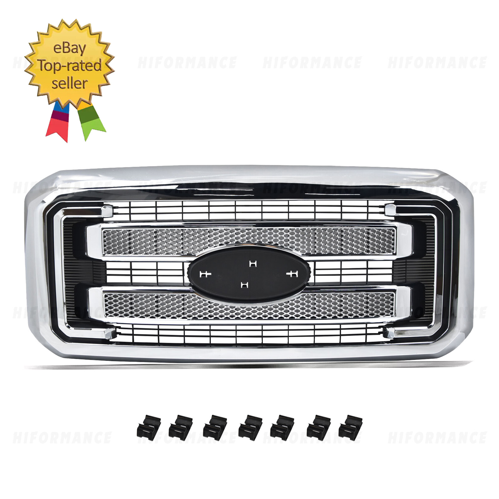 Platinum Front Grille Upper Grill Chrome For 2011-16 Ford F-250 F350 Super Duty