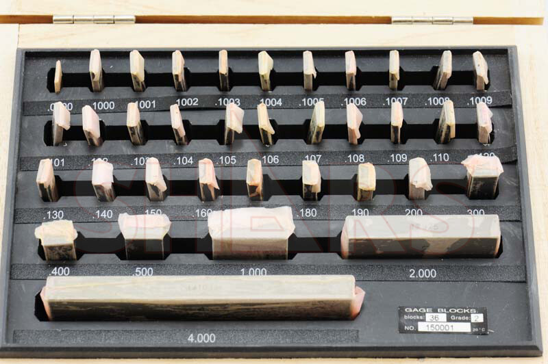 Grade AS-0 .050 to 4.000" 36 PCS Rectangular Gage Block Set NIST CERTIFICATE M}