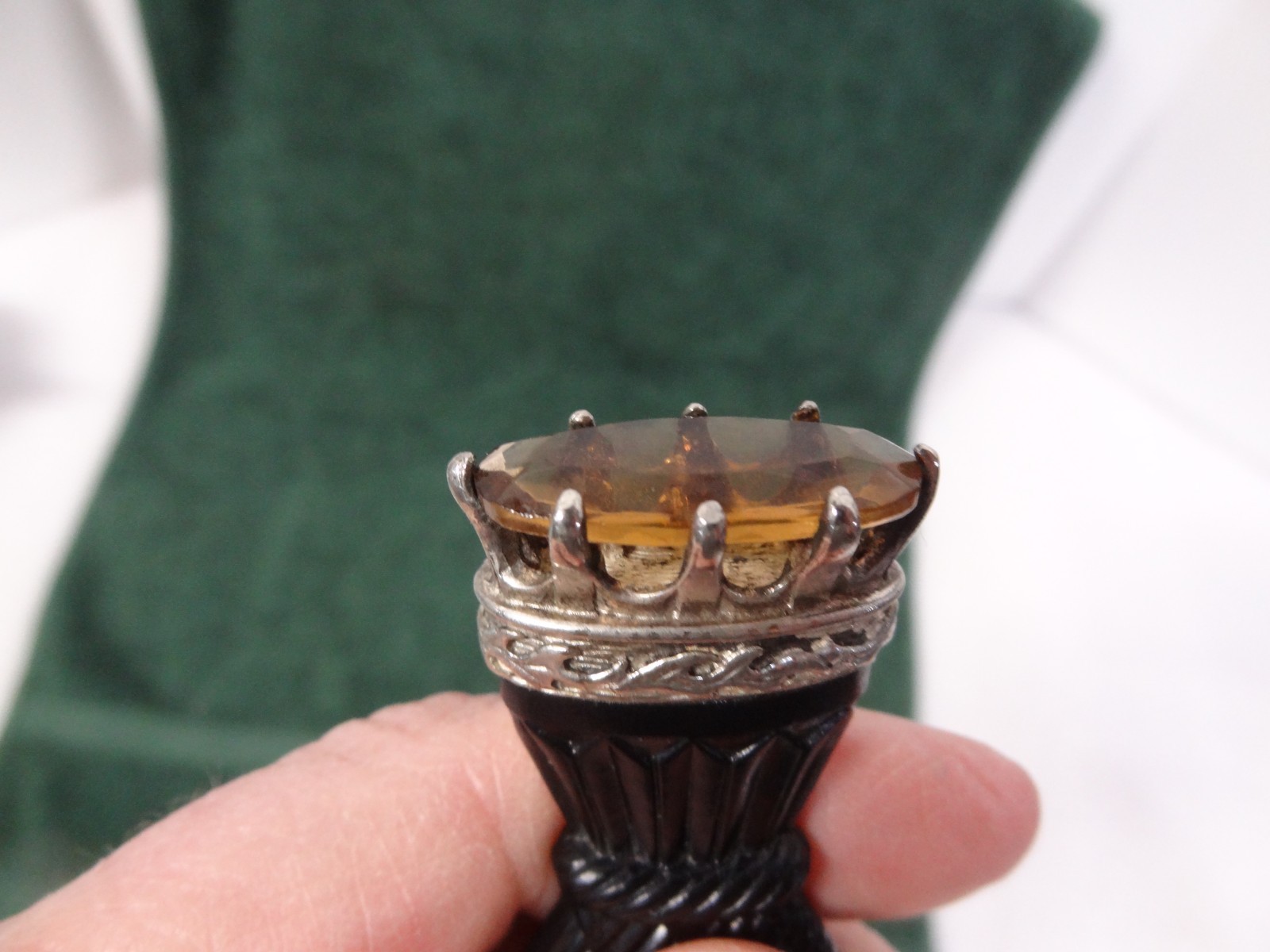 Vintage Scottish Sgian Dubh Kilt Dagger Knife Jewel Top w/ Sheath NIB NEW 7-1/4"