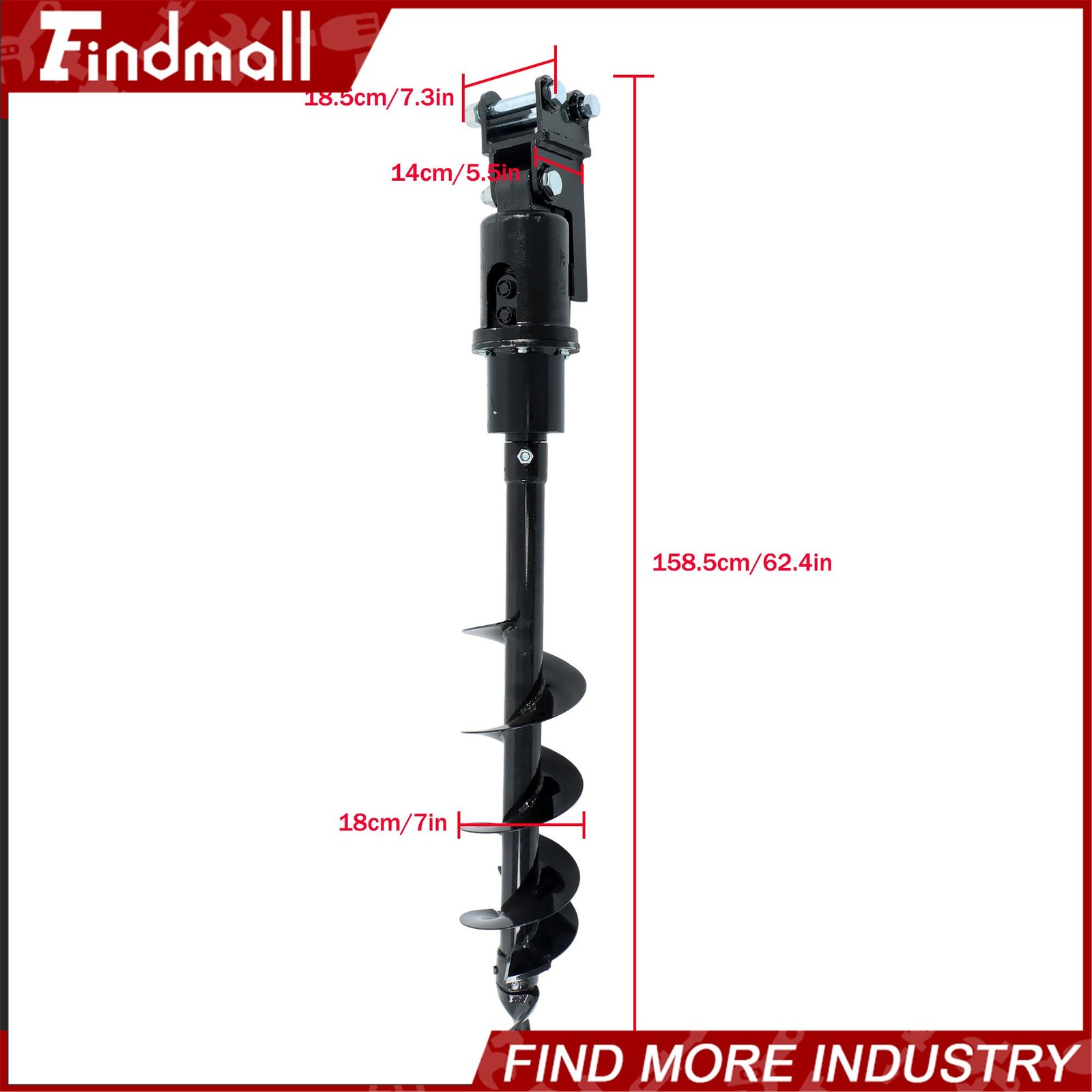 Findmall 200mm Auger Drill with Hoses for 1-1.5 Ton Mini Excavator