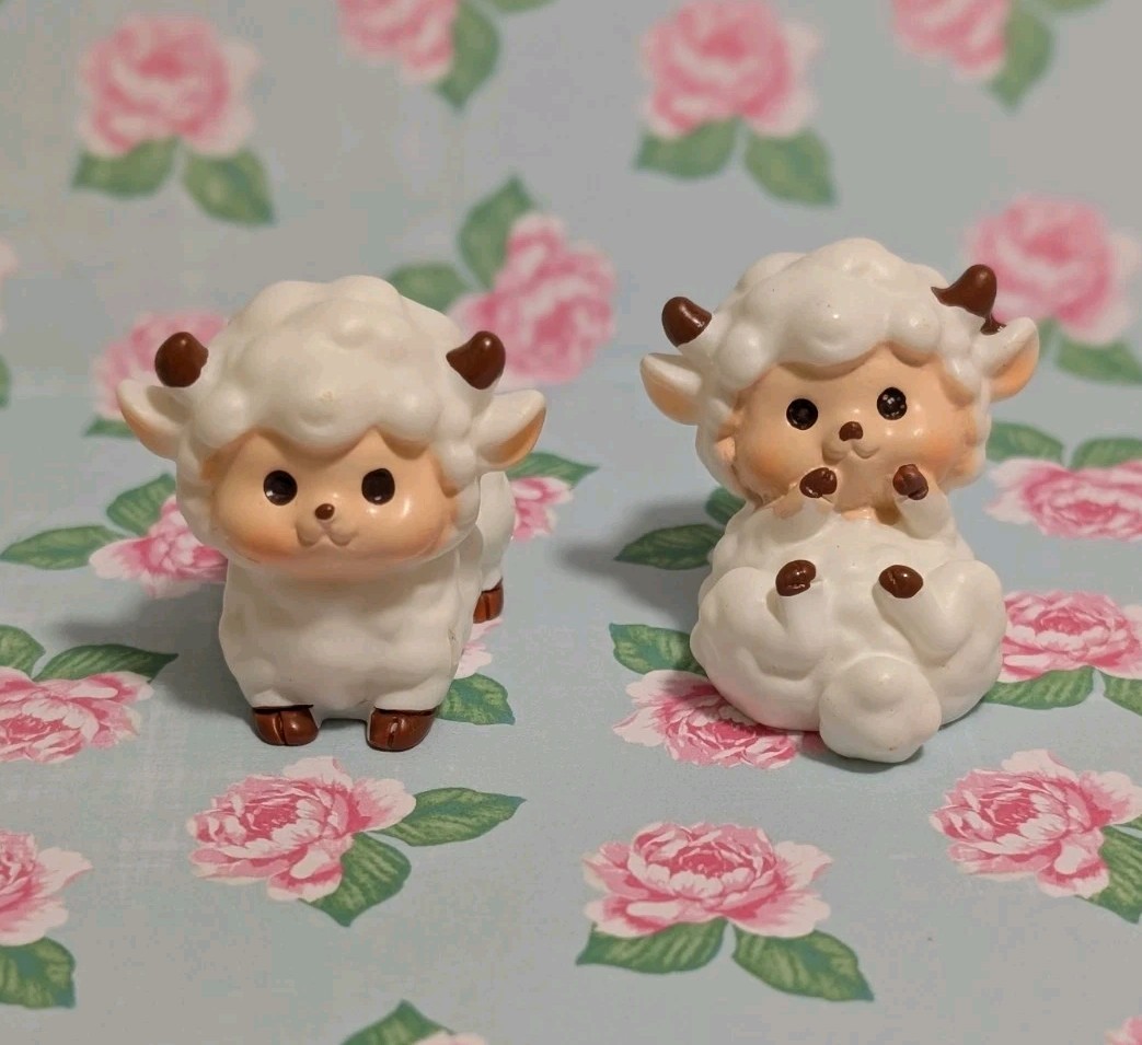 10 Miniature Bunny Rabbit Lambs Figures 1"-1.5