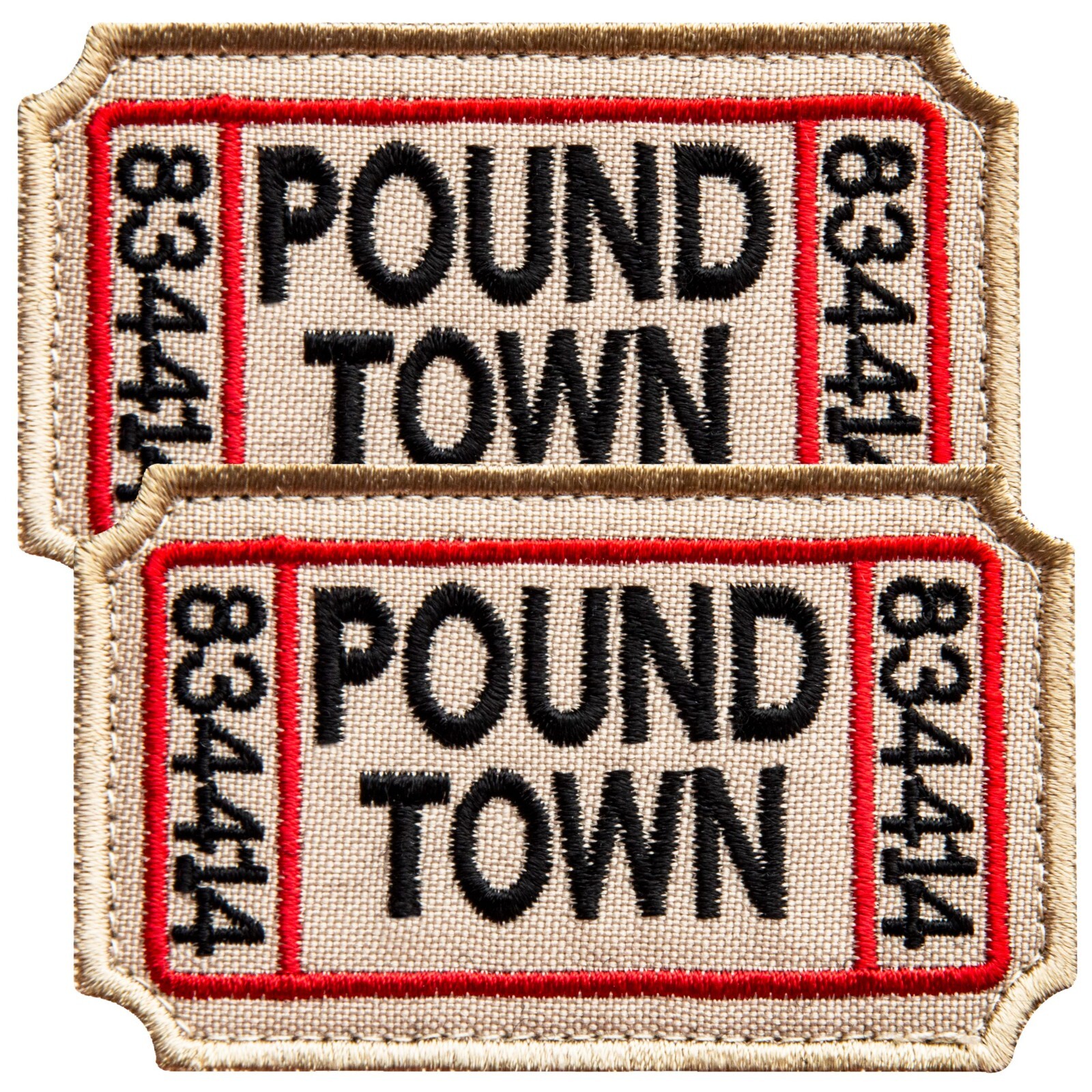 2-Piece Ticket to Pound Town Patch Set, Embroidered Tactical Patches