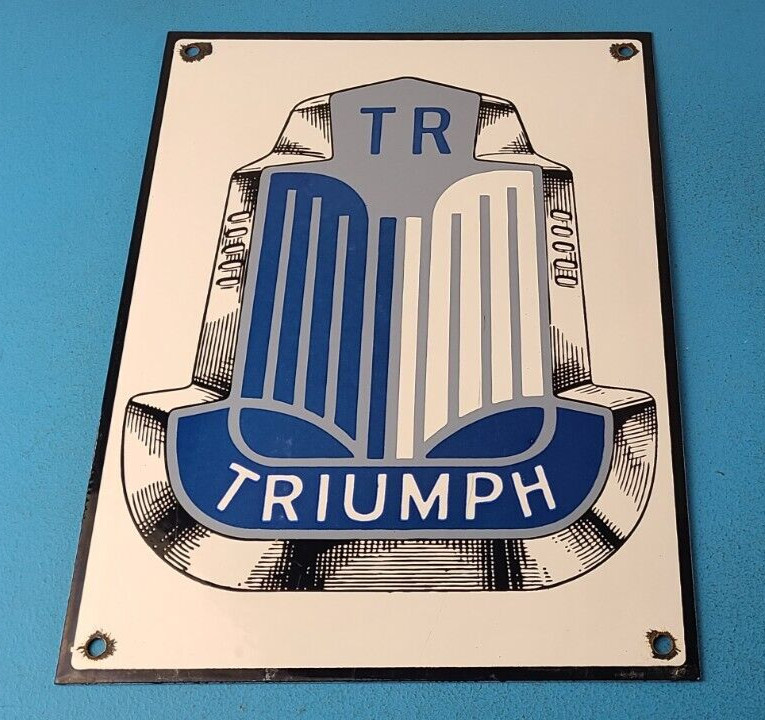 Vintage Triumph Automobiles Sign - Gas Service Dealer Pump Porcelain Sign
