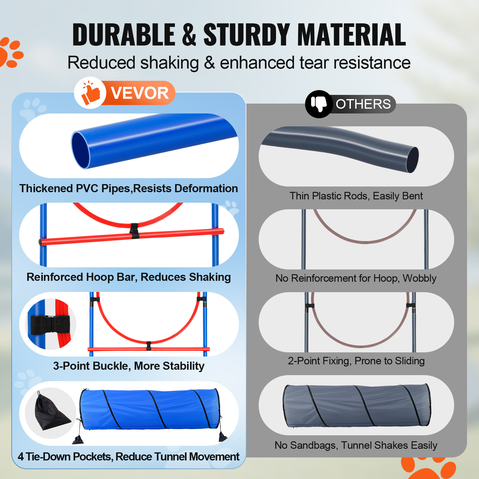 VEVOR Dog Agility Training Kit Obstacle Course Equipment Set Jump Tunnel Outdoor