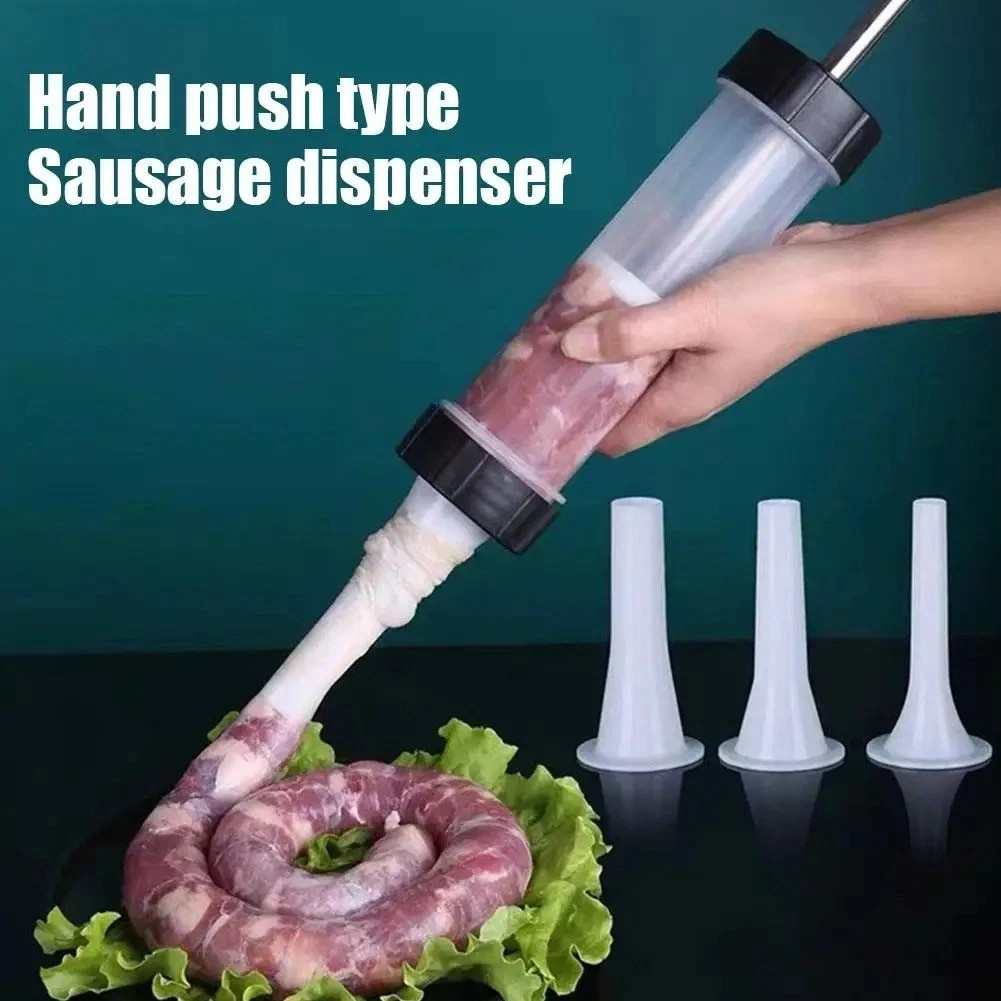 Manual Sausage Stuffer – Homemade Sausage Maker with 3 Funnels Meat Injector**