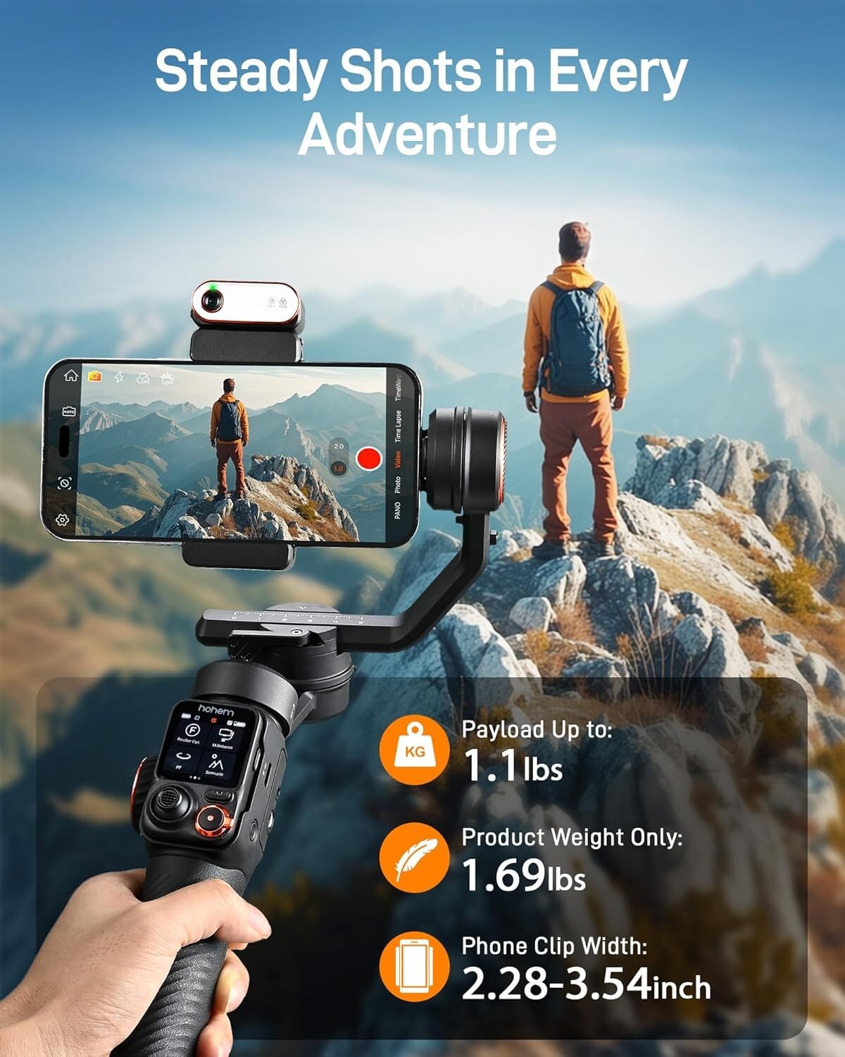 hohem iSteady M7 Gimbal Stabilizer for iPhone Phone Gimbal with AI Tracking