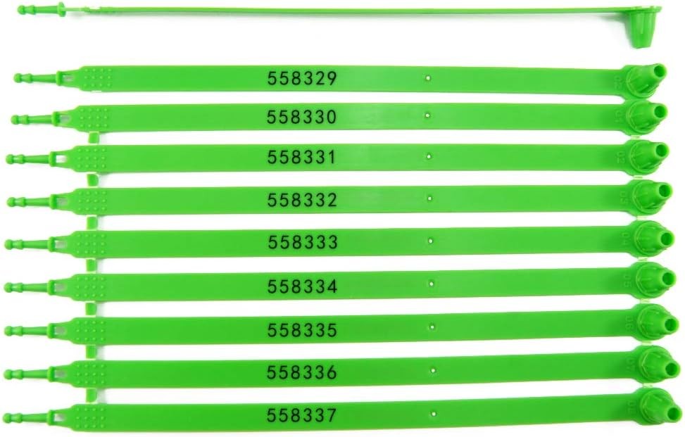 100 Numbered Plastic Security Tamper Proof Trailer Seals - 100, Green