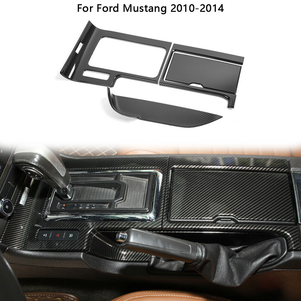 Carbon Fiber Center Console Gear Shift Cup Holder Trim for 2010-14 Ford Mustang