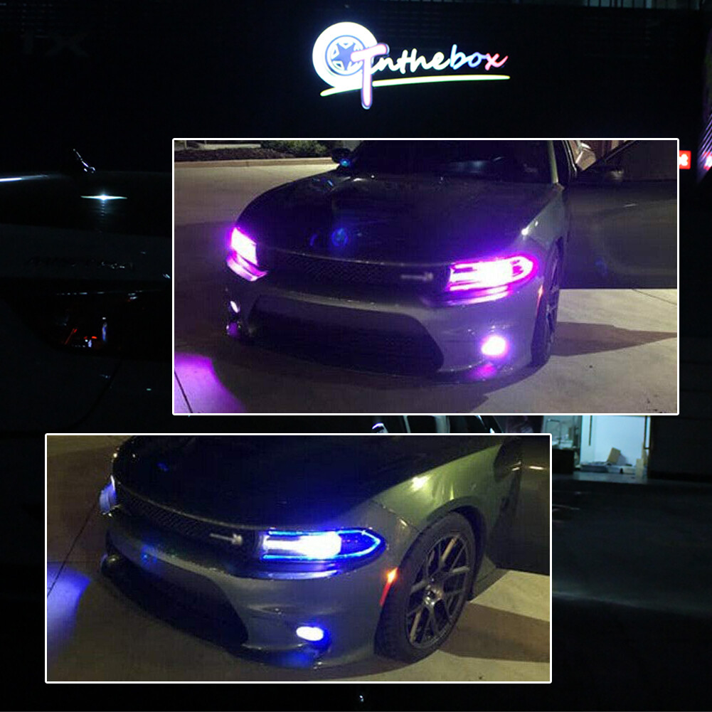 For 2015-20 Dodge Charger Bluetooth APP RGBW Multi-Color LED DRL Board Headlight
