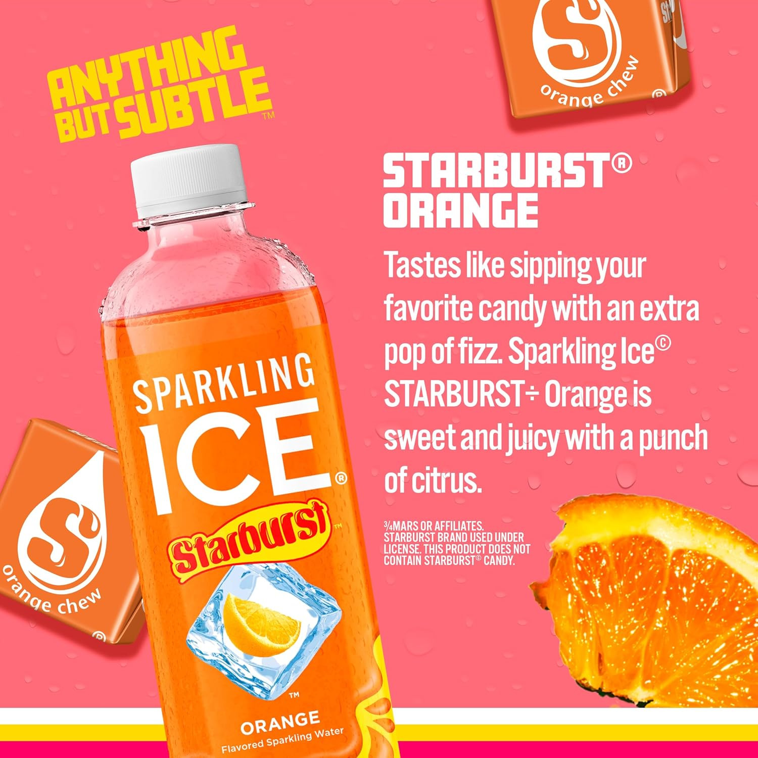 Sparkling Ice STARBURST Orange, Zero Sugar Flavored Sparkling Water