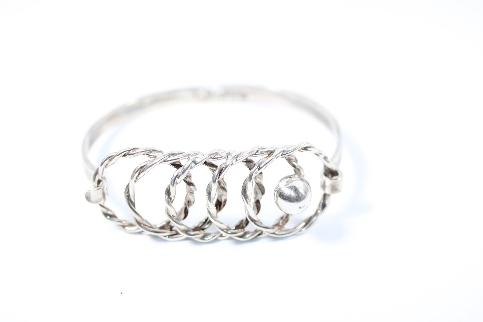 F. Balladares Taxco Sterling Silver Modernist Cuff Bracelet Signed 7" #0478