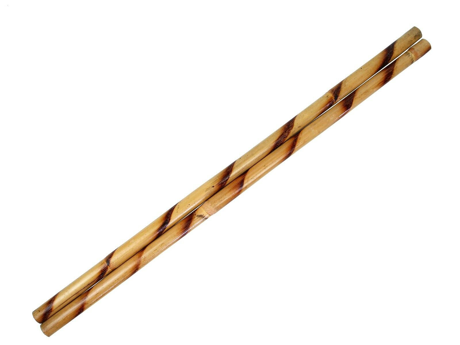 Escrima Sticks (Pair), Spiral 28" Multi-Node Rattan Kali Arnis Burnt with Skin