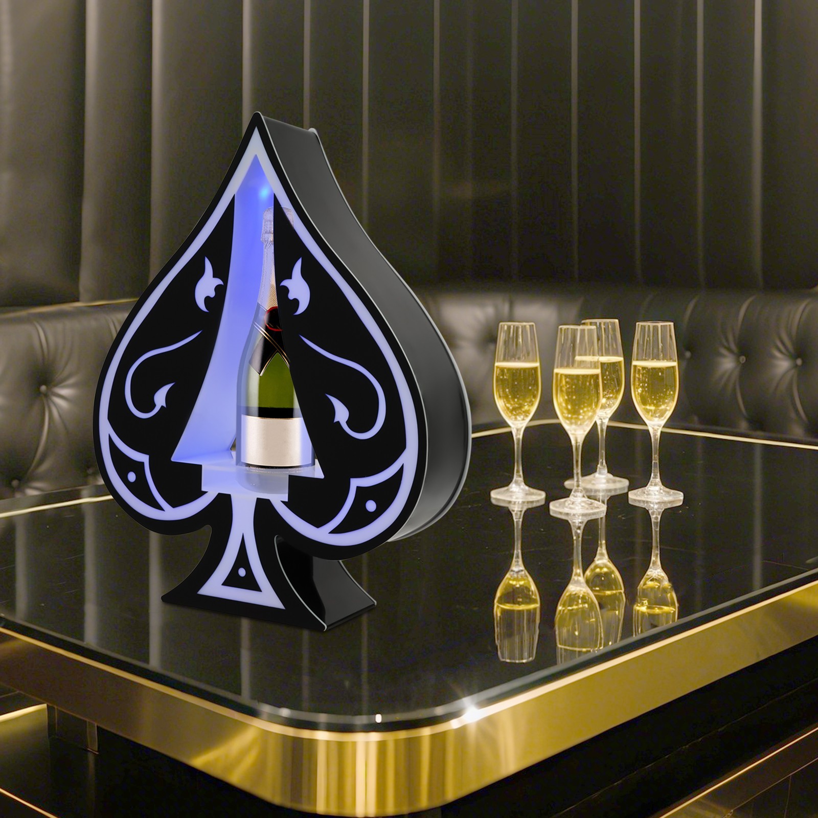LED Lighted Liquor Bottle Display Ace of Spades Champagne Bar Bottle Stand Shelf