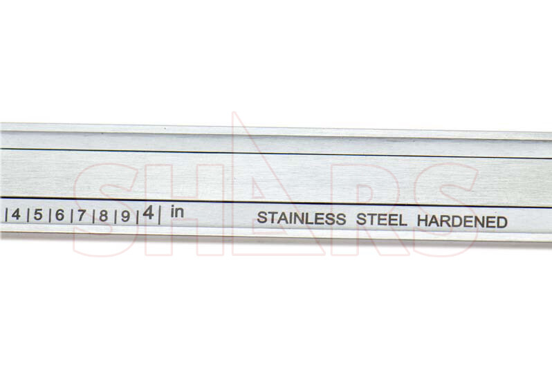 SHARS 4" DIAL CALIPER SHOCK PROOF .001" STAINLESS 4 WAY + Inspection Report ^}