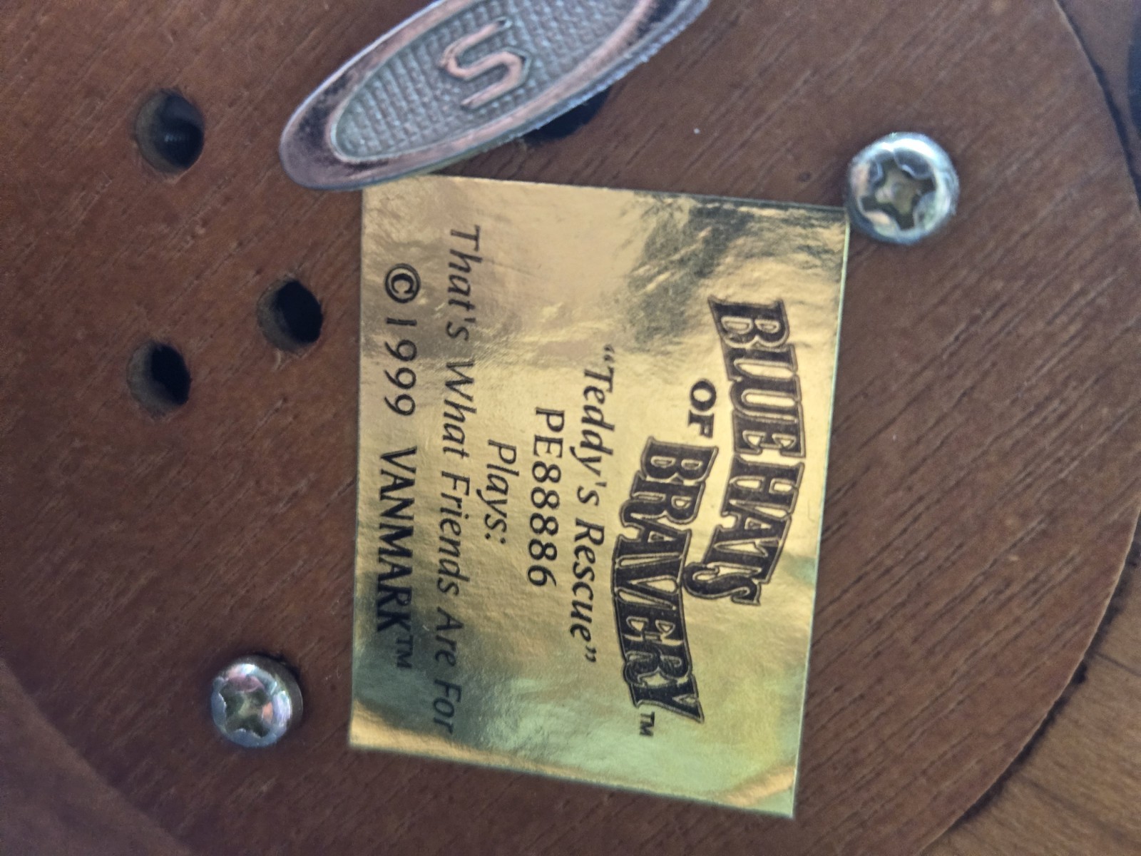 1999 Blue Hats of Bravery Teddy's Rescue Figurine Police Uniform Music Box Works