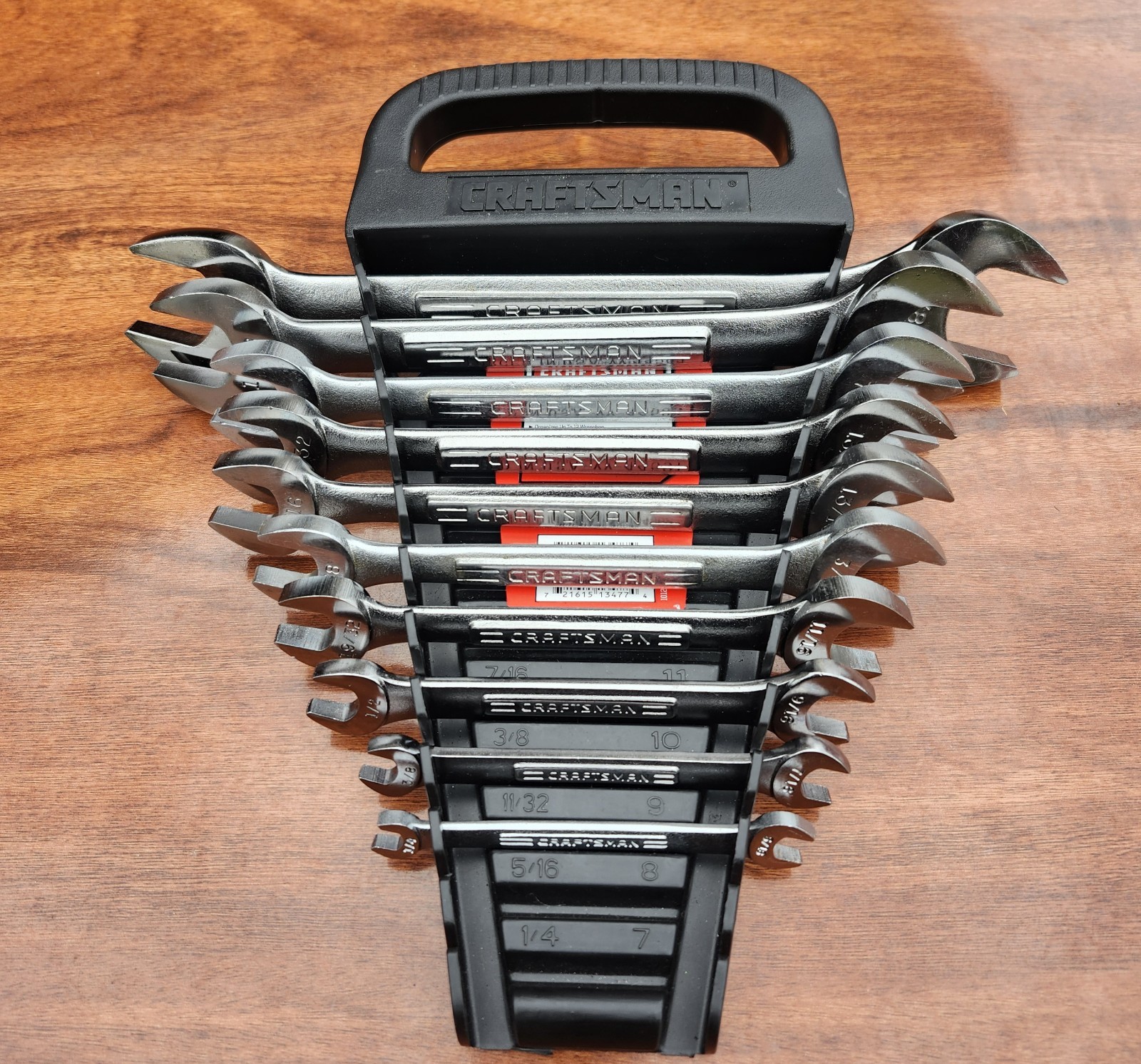 Craftsman SAE Double Open Wrench Set USA 1/4" to 1-1/8" - 10 Pcs Like New W Rail