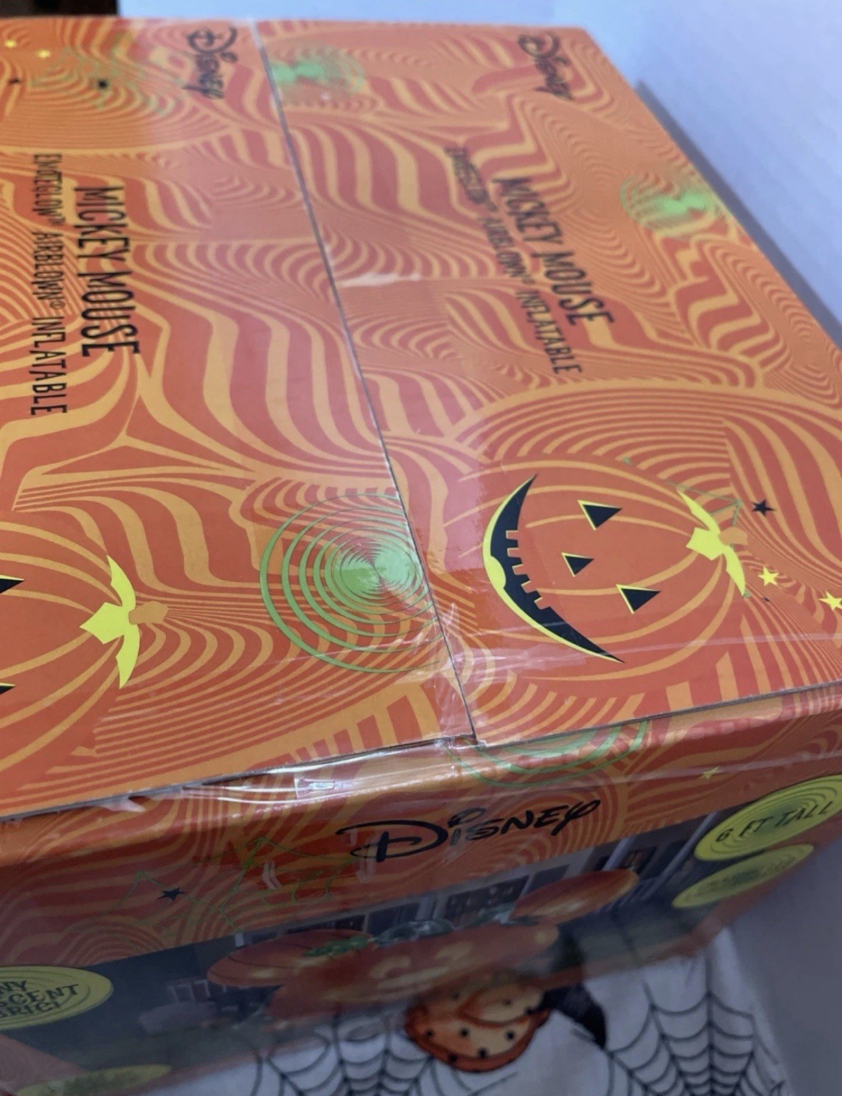 Disney Airblown 6’ Mickey Mouse Emote Glow Inflatable Animated Pumpkin, Orange