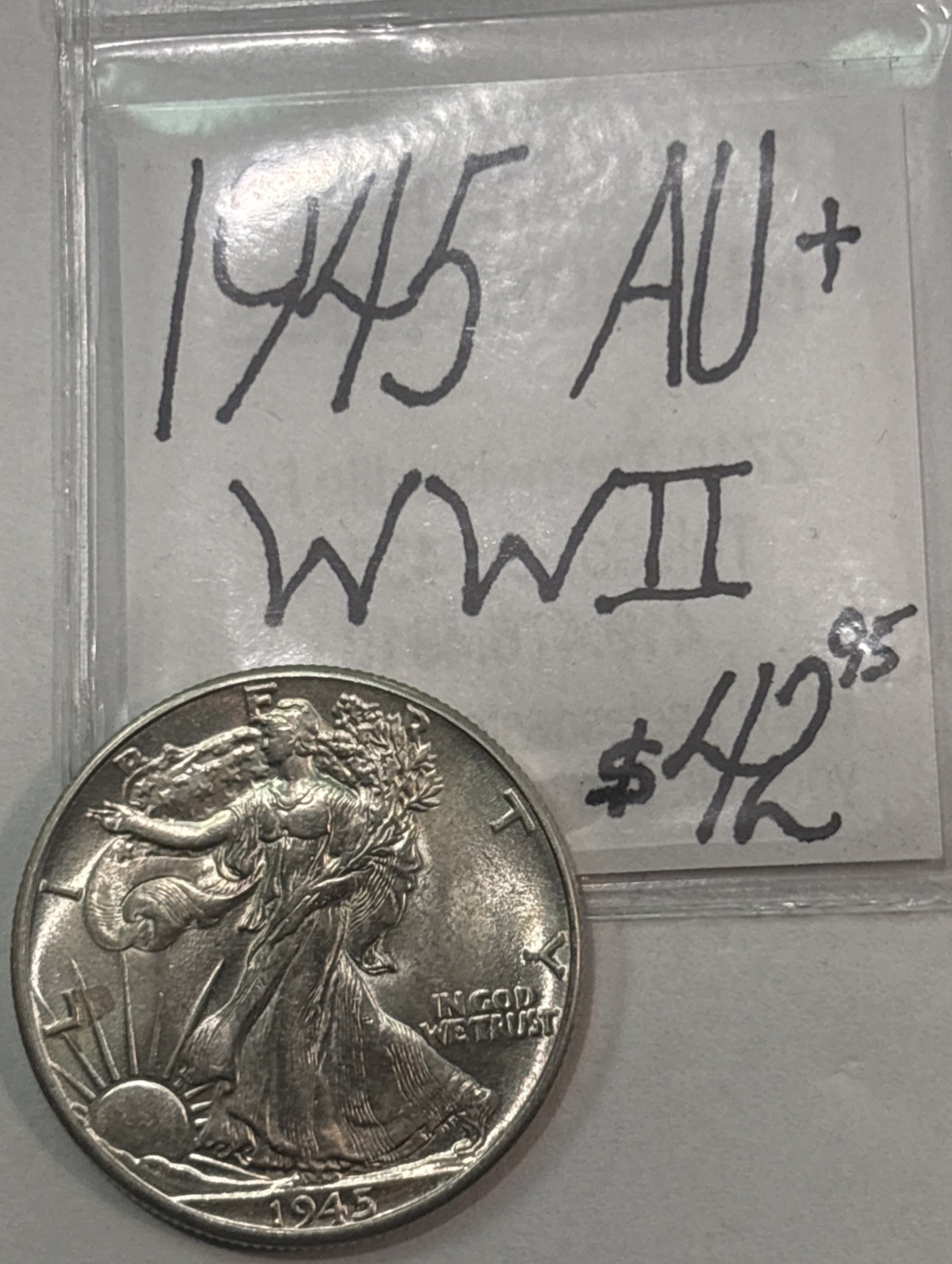 1945 Walking Liberty Silver Half Dollar (AU+) About Uncirculated WWII! ENN Coins