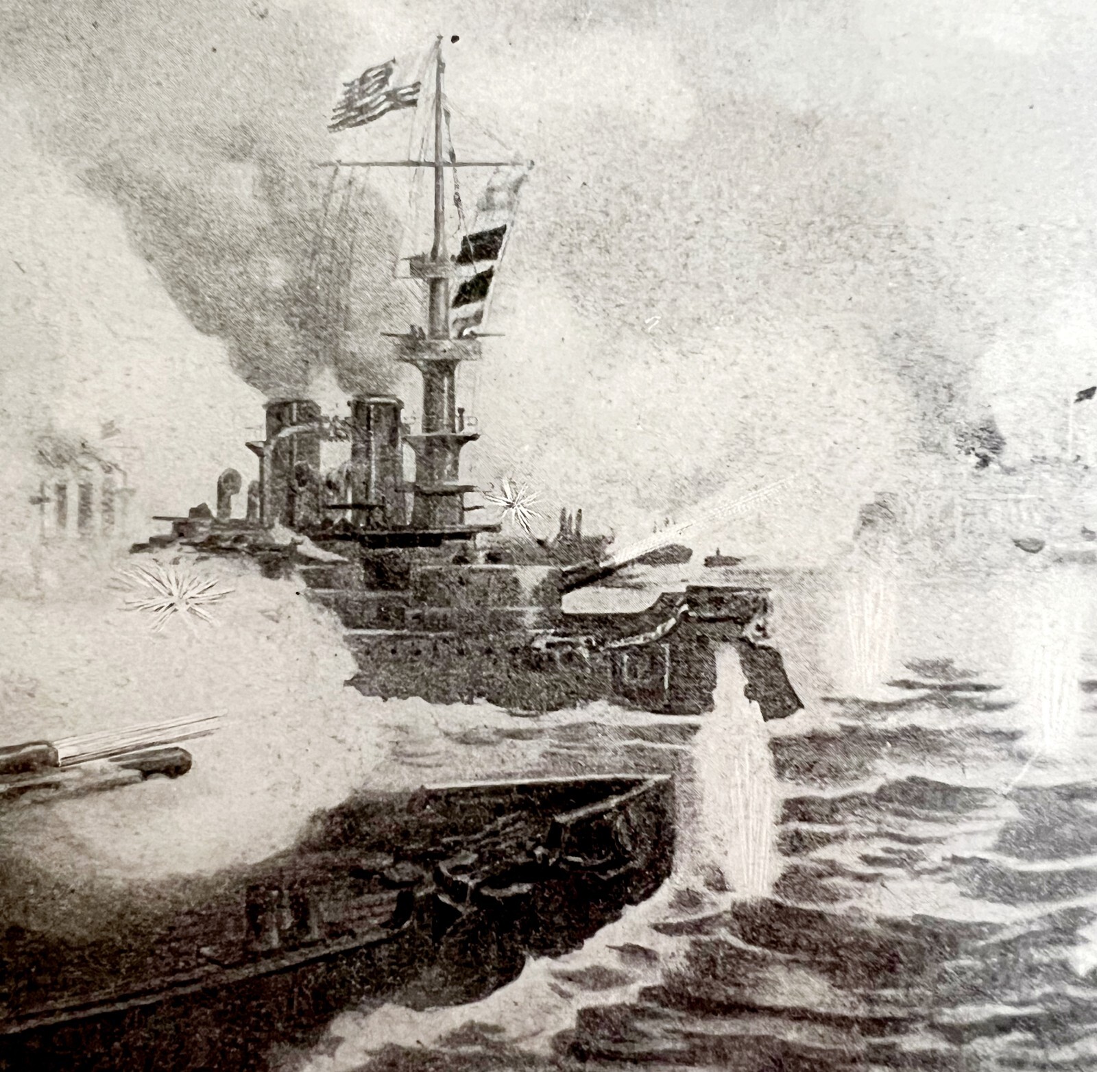 Bombing Of Puerto Rico San Juan 1899 Victorian Print Sampson's Naval Squad DWV7C