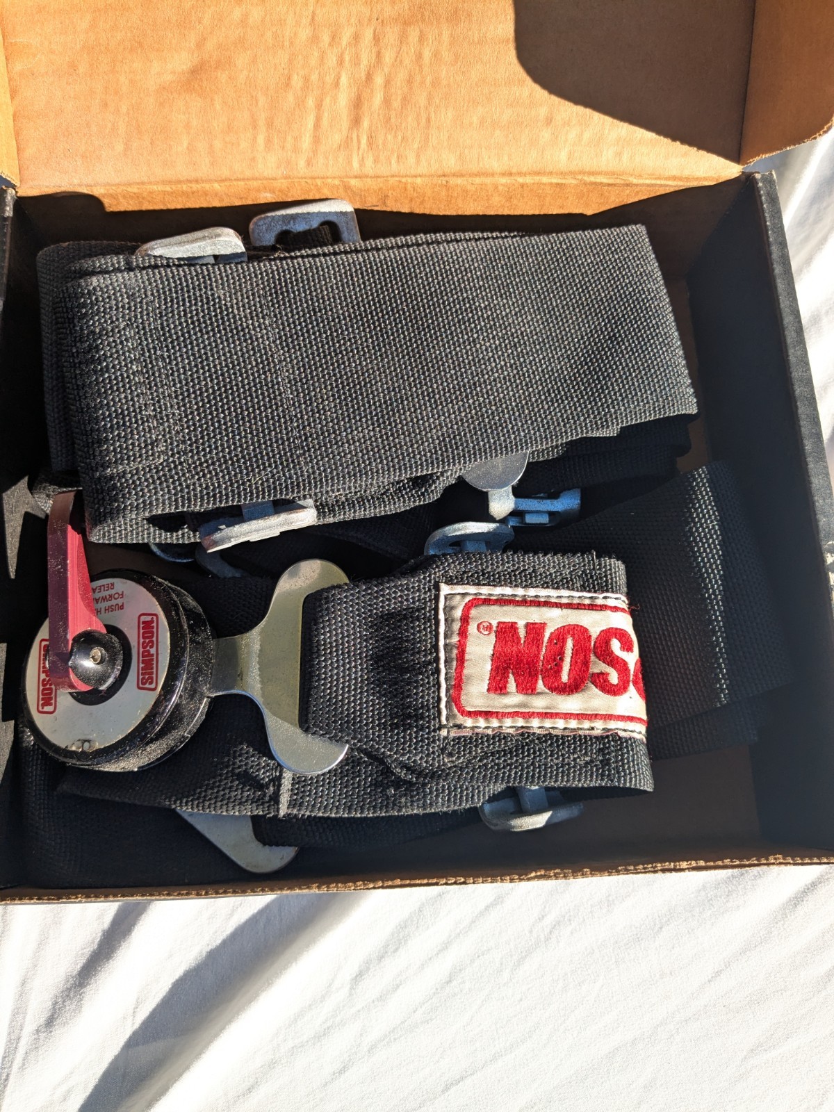 Vtg Simpson 55" Restraint Bolt In Pull Down Seatbelt Camlock 29110bk