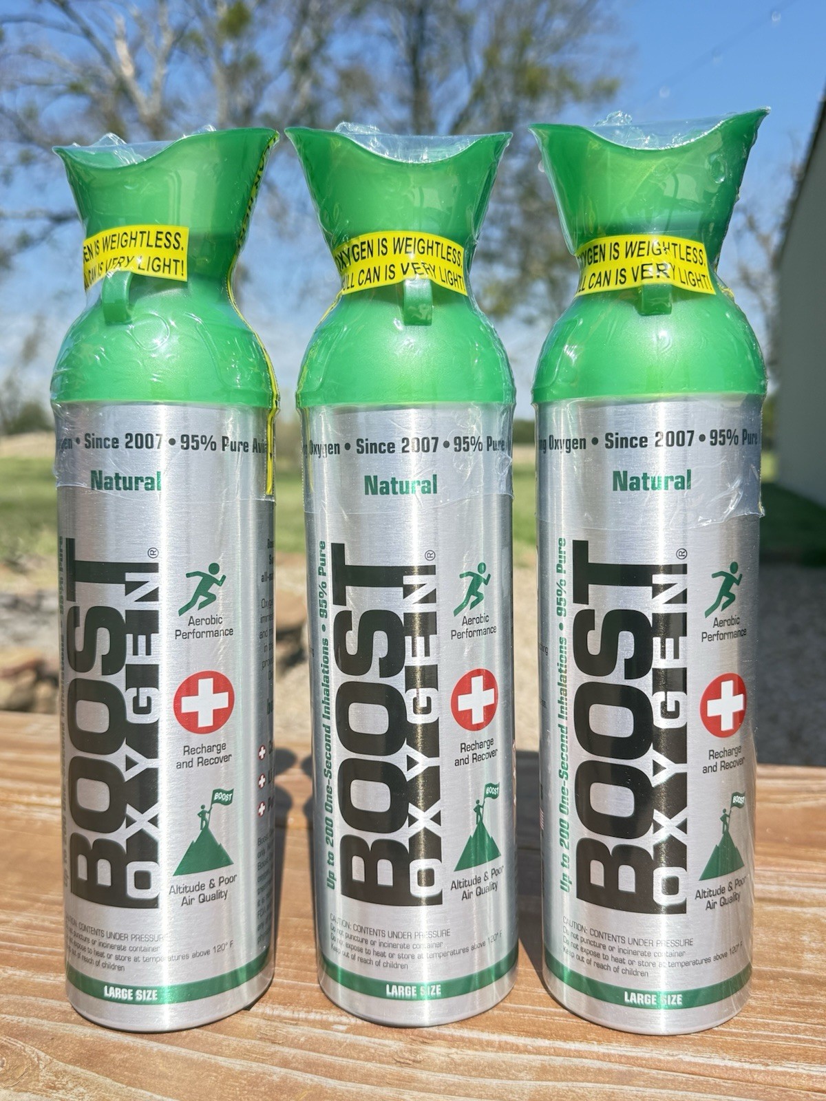 Boost Oxygen Large Natural 10L Canister 3 Pack Respiratory Support for Aerobic